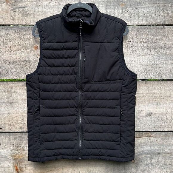 Lands' End Men's Black Down Filled Full Zip Light Insulation Puffer Vest Medium - Picture 5 of 8